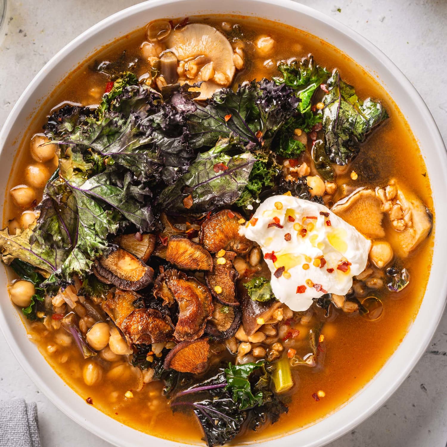 Toasted Grain Soup With Crispy Mushrooms And Kale Kitchn Sausage kale & mushroom soup worthy pause. toasted grain soup with crispy mushrooms and kale