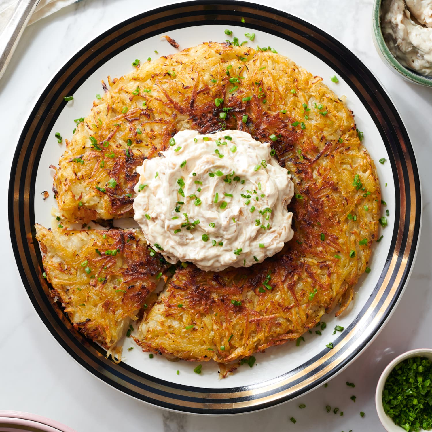 Potato-Parsnip Rosti With Caramelized Onion Sour Cream | Kitchn