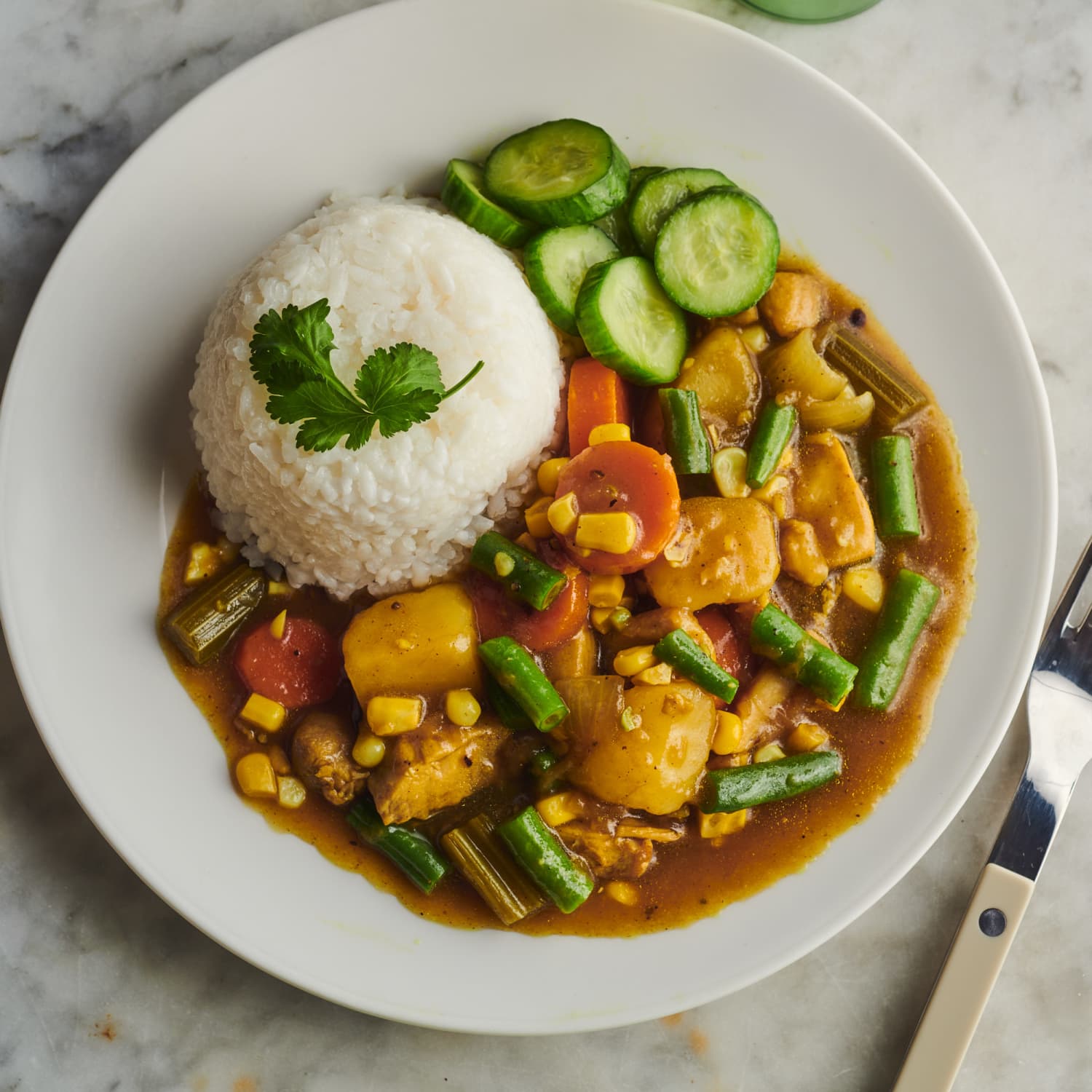 Japanese Chicken and Vegetable Curry with Rice and Quick Cucumber Pickles  Recipe