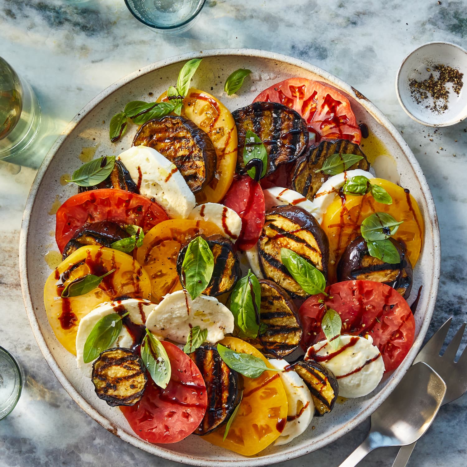 Grilled Eggplant Caprese Salad