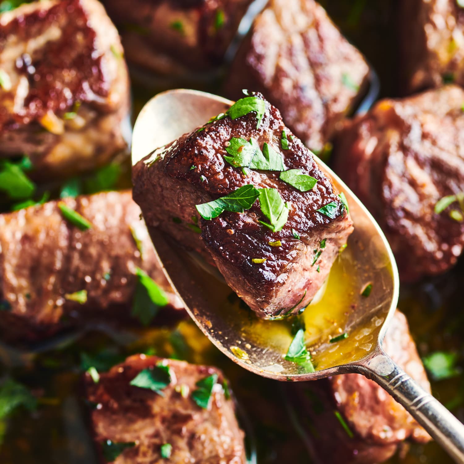 3 Ingredient Herb Butter Steak Bites Recipe Kitchn It's not uncommon to drop a couple of sprigs of thyme, rosemary or bay leaf into a stew and remove them a classic way to introduce fresh herb flavor into steaks or other grilled meats is to make a compound butter. herb butter steak bites