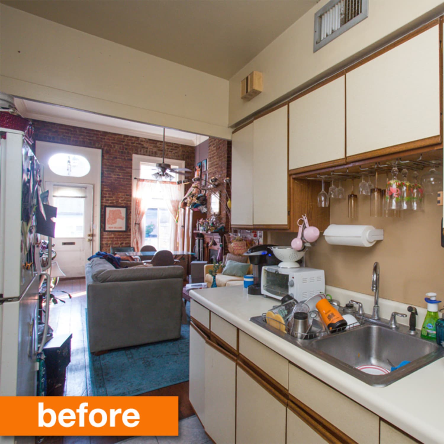 Before & After: Kerry's Colorful & Quick Rental Kitchen ...