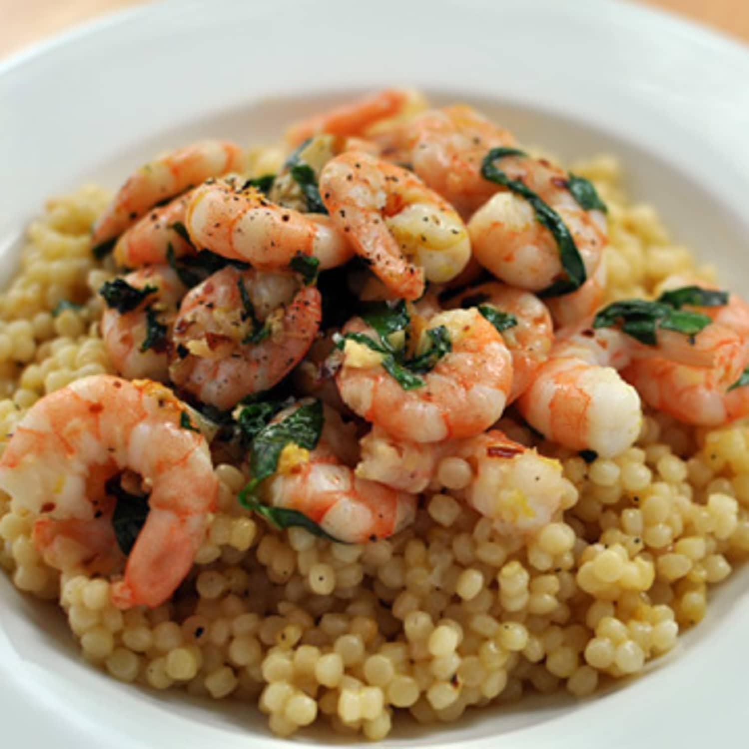 Chili Lemon And Basil Shrimp With Israeli Couscous Kitchn