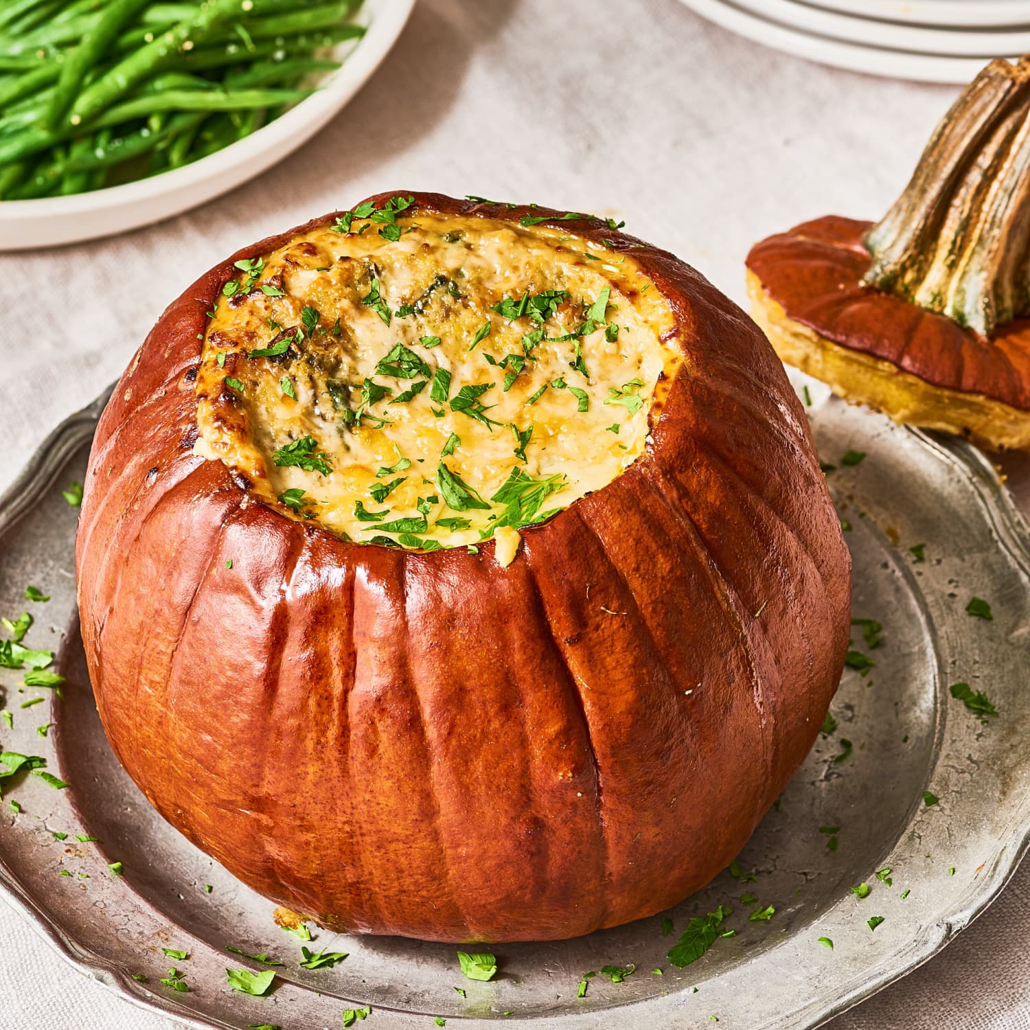 Cornbread, Mushroom, and Kale Pumpkin for Thanksgiving | The Kitchn