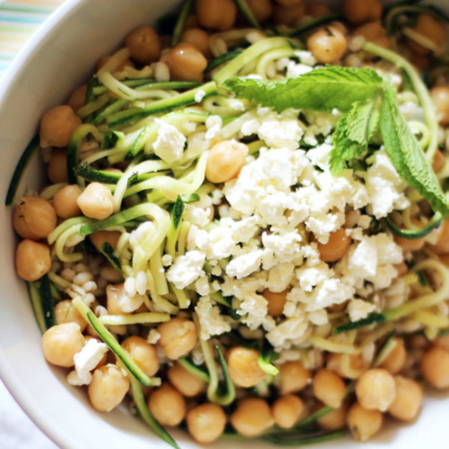 Recipe Chickpea Barley And Zucchini Ribbon Salad With Mint And