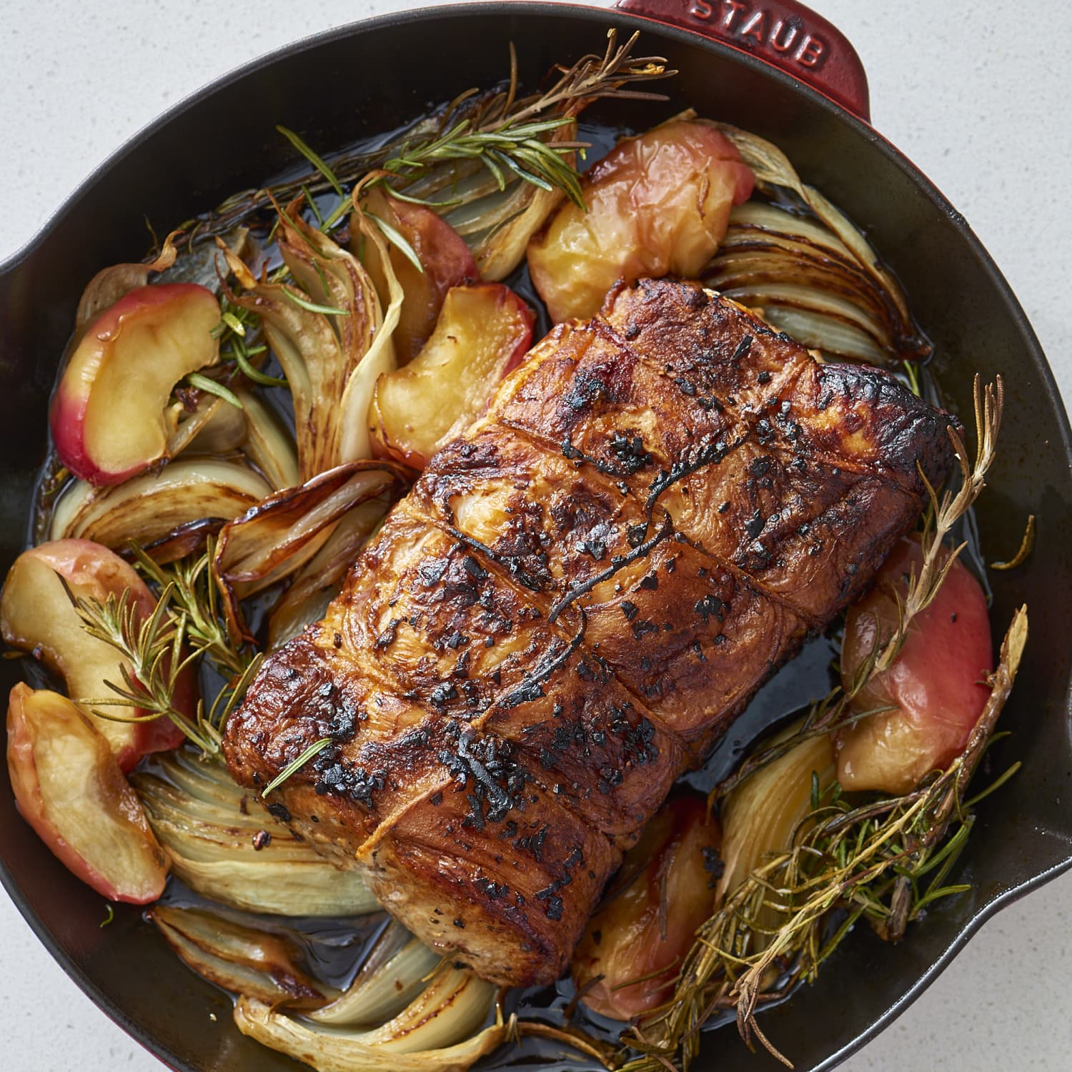 How To Make A Juicy Pork Roast With Apples And Onions Kitchn Arrange the apples and vegetables on a serving platter and set aside. juicy tender roasted pork loin the simplest easiest method
