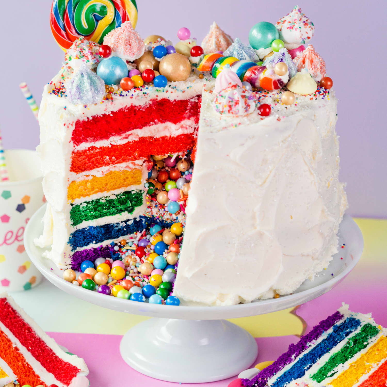 How To Make A Rainbow Layer Cake With A Candy Surprise Inside Kitchn