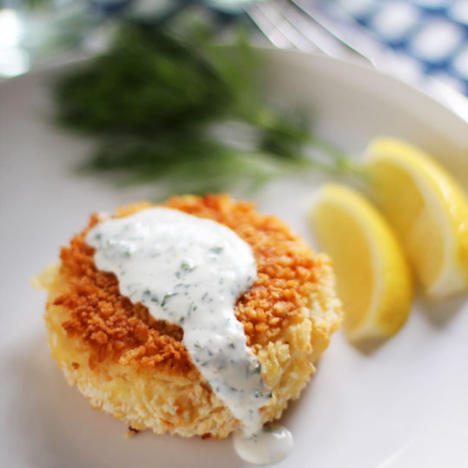 Recipe Smoked Salmon Potato Cakes With Herb Creme Fraiche Kitchn