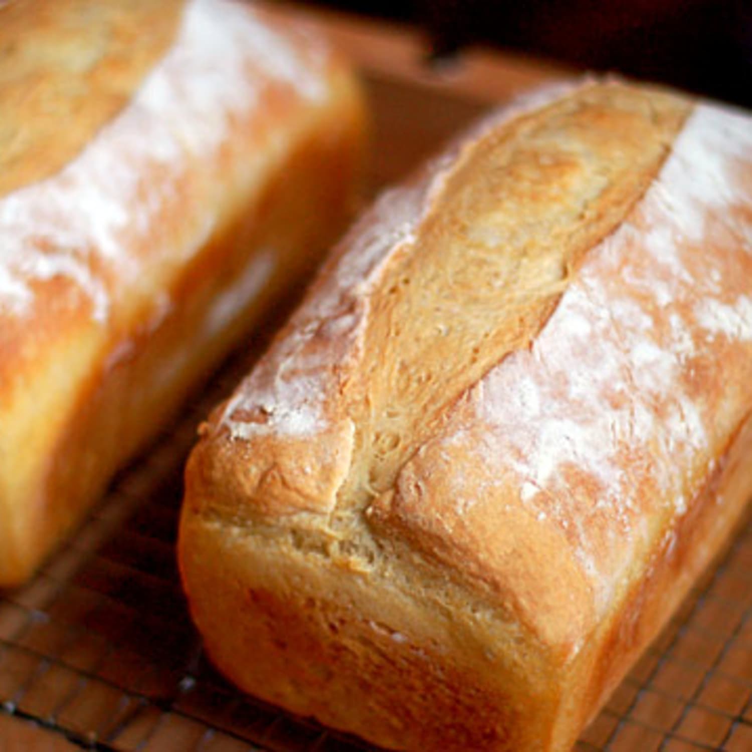 Artisan-style bread baked in loaf pans for sammies and grilled