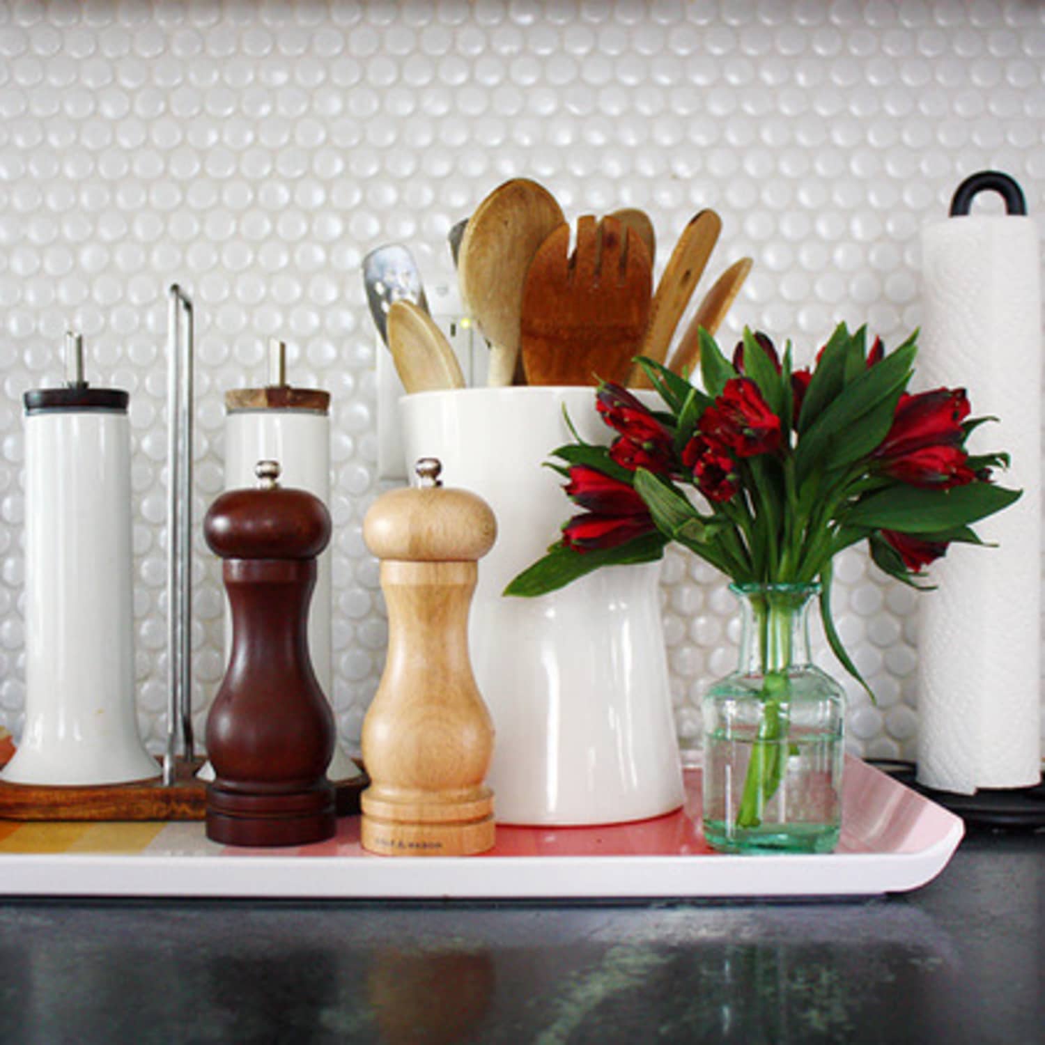 Trays On The Countertop Keeping Things Organized And Close At Hand Kitchn
