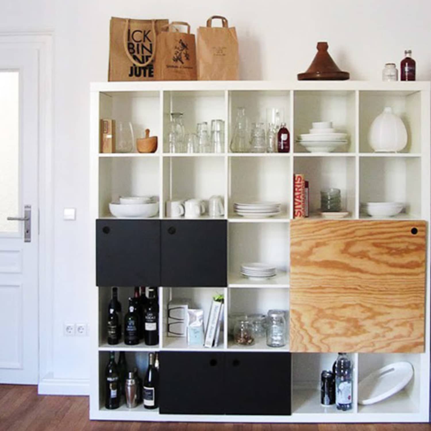 Turn an IKEA Expedit Shelf Into Custom Kitchen Storage: And Hide the Messy  Stuff! | Kitchn