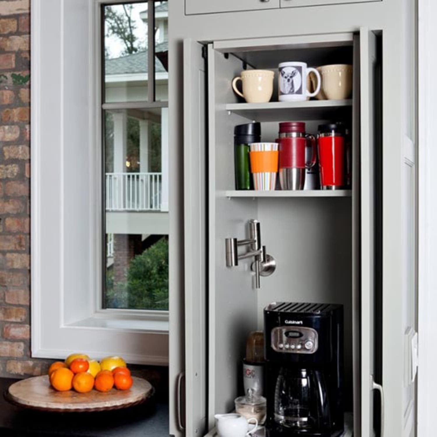 Look! A Hideaway Cabinet Coffee Area | Kitchn