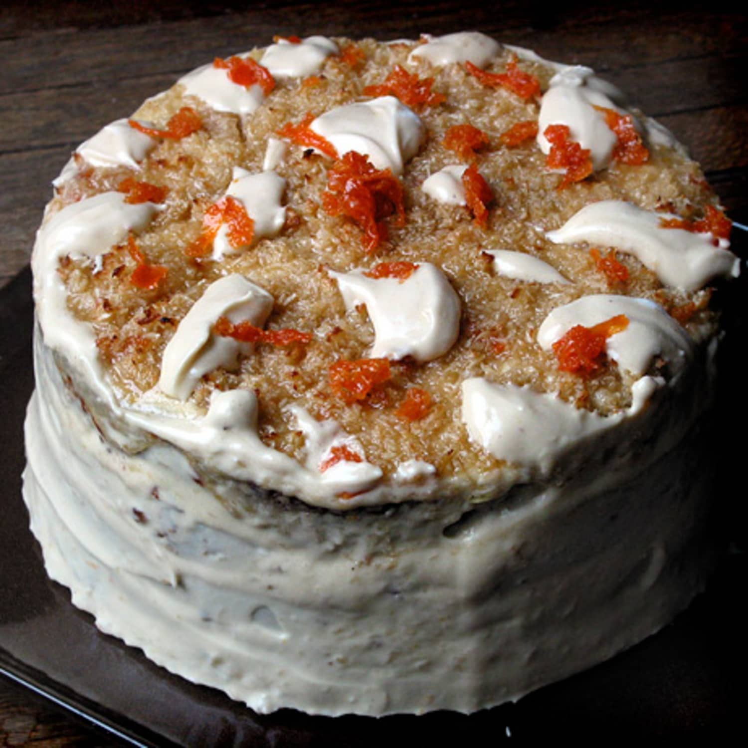 Recipe Apple Carrot Oatmeal Cake With Broiled Coconut Topping And Molasses Cream Cheese Icing Kitchn