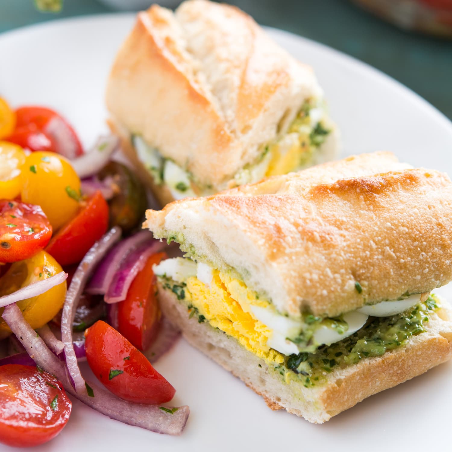 Recipe Pesto And Egg Baguette Sandwich Kitchn