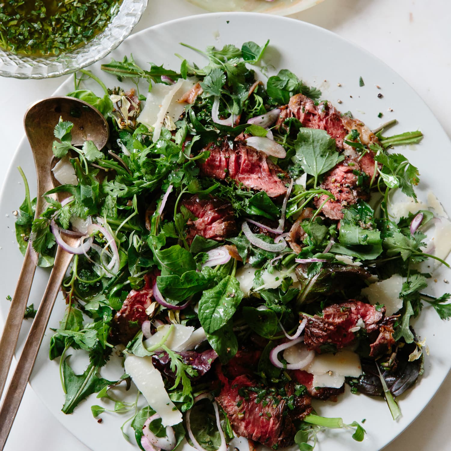 Hanger Steak With Dandelion Arugula And Grana Padano Kitchn