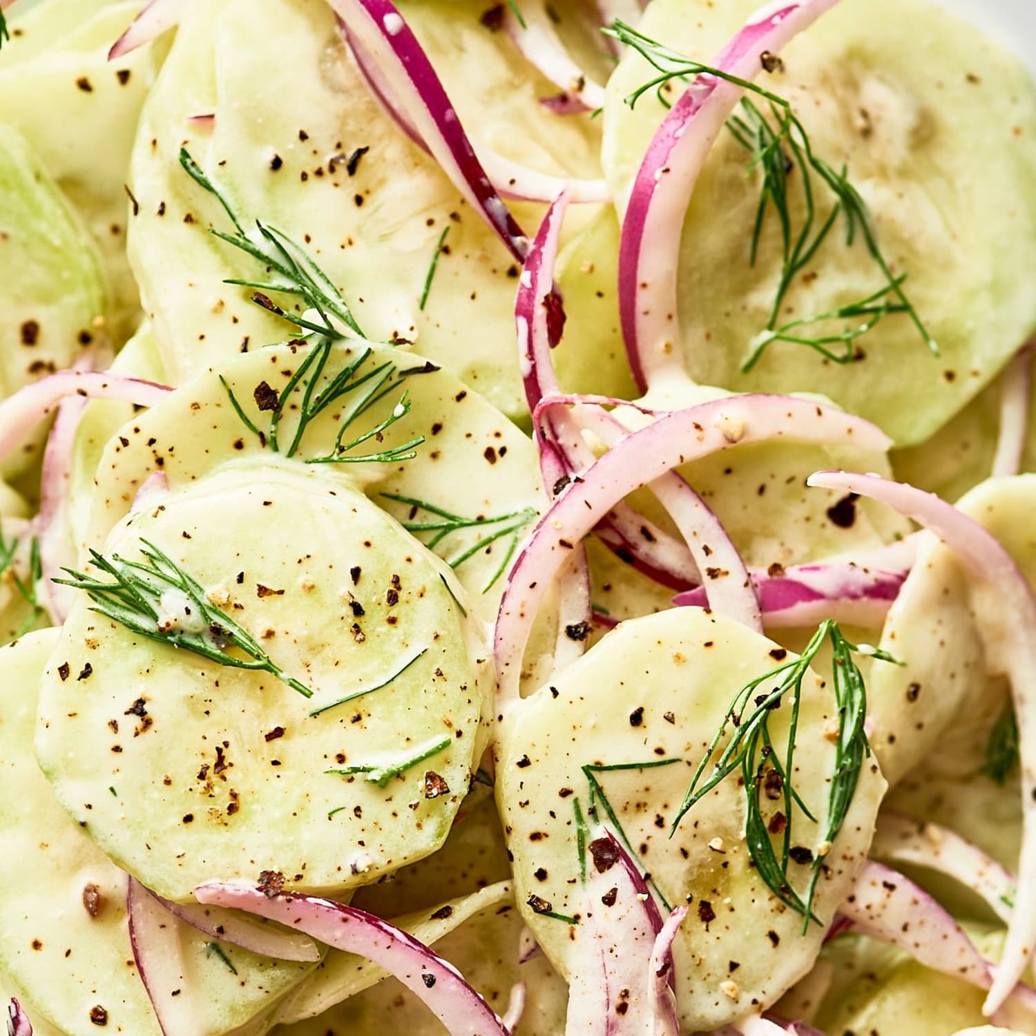 cucumber salad dressing sour cream Creamy Cucumber Salad