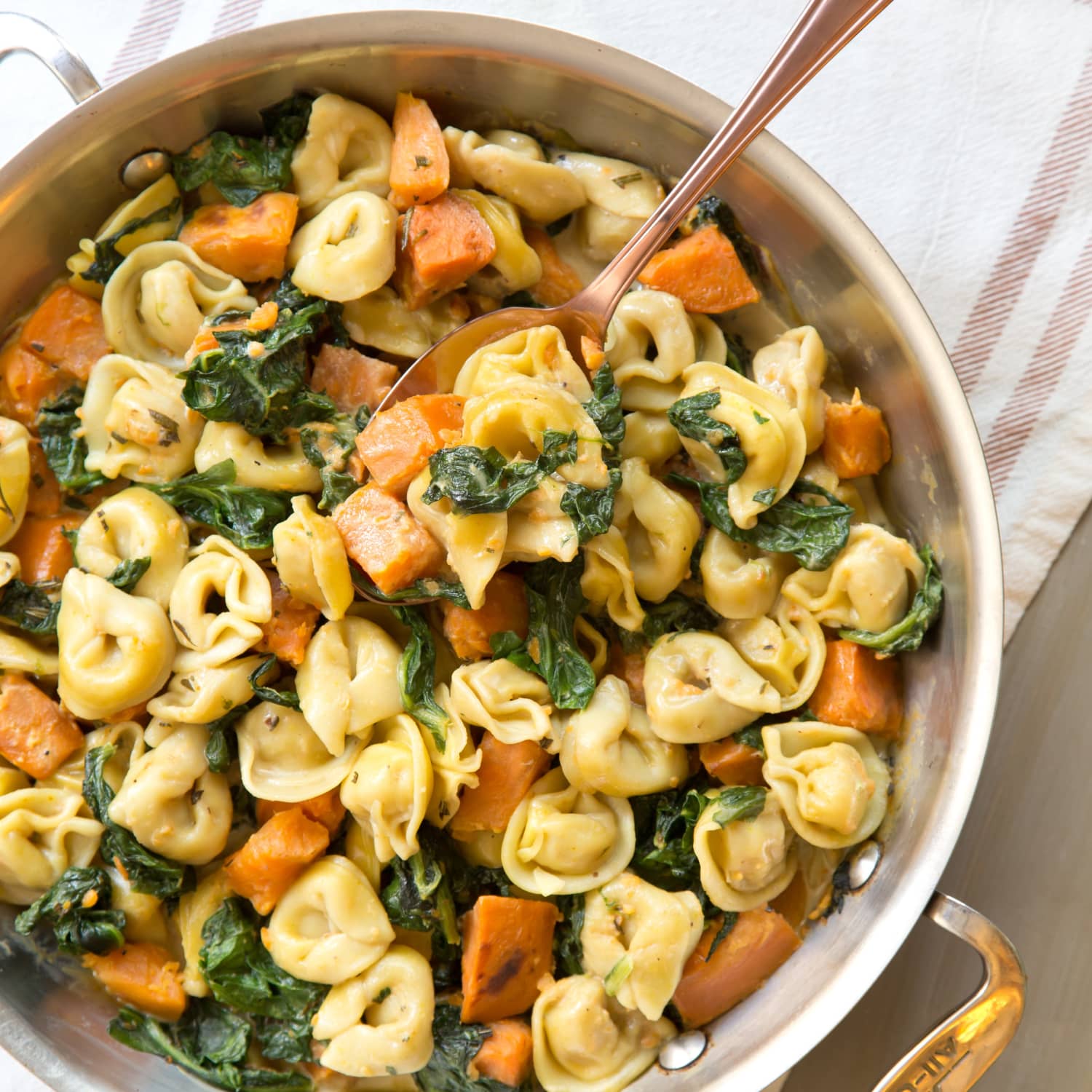 Recipe Creamy Skillet Tortellini With Sweet Potato And Spinach Kitchn Tortellini pasta salad is perfect for spring and summer, and it makes a great side dish or easy vegetarian meal. creamy tortellini with sweet potato and spinach