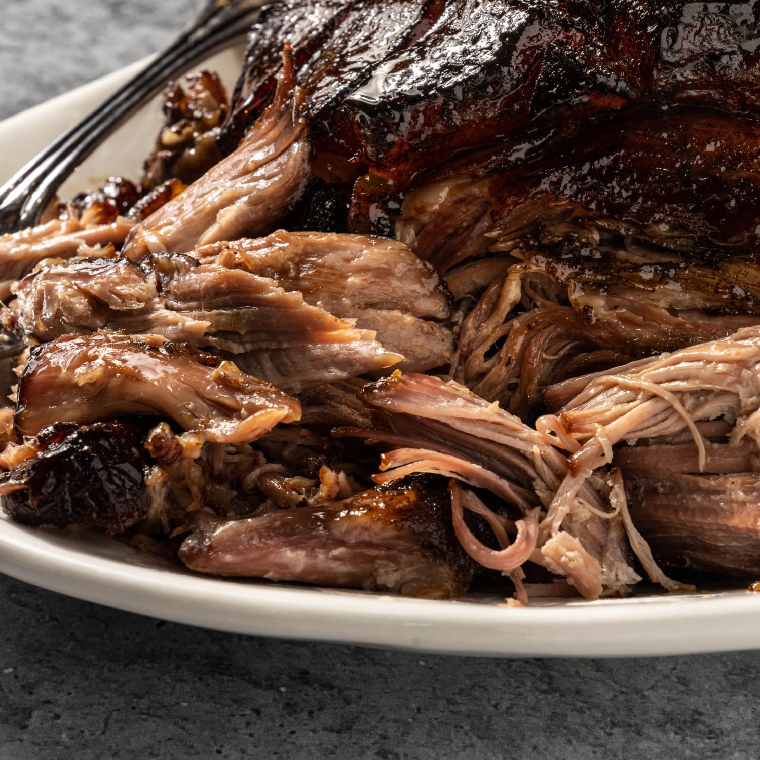 Pork shoulder roast pulled pork top