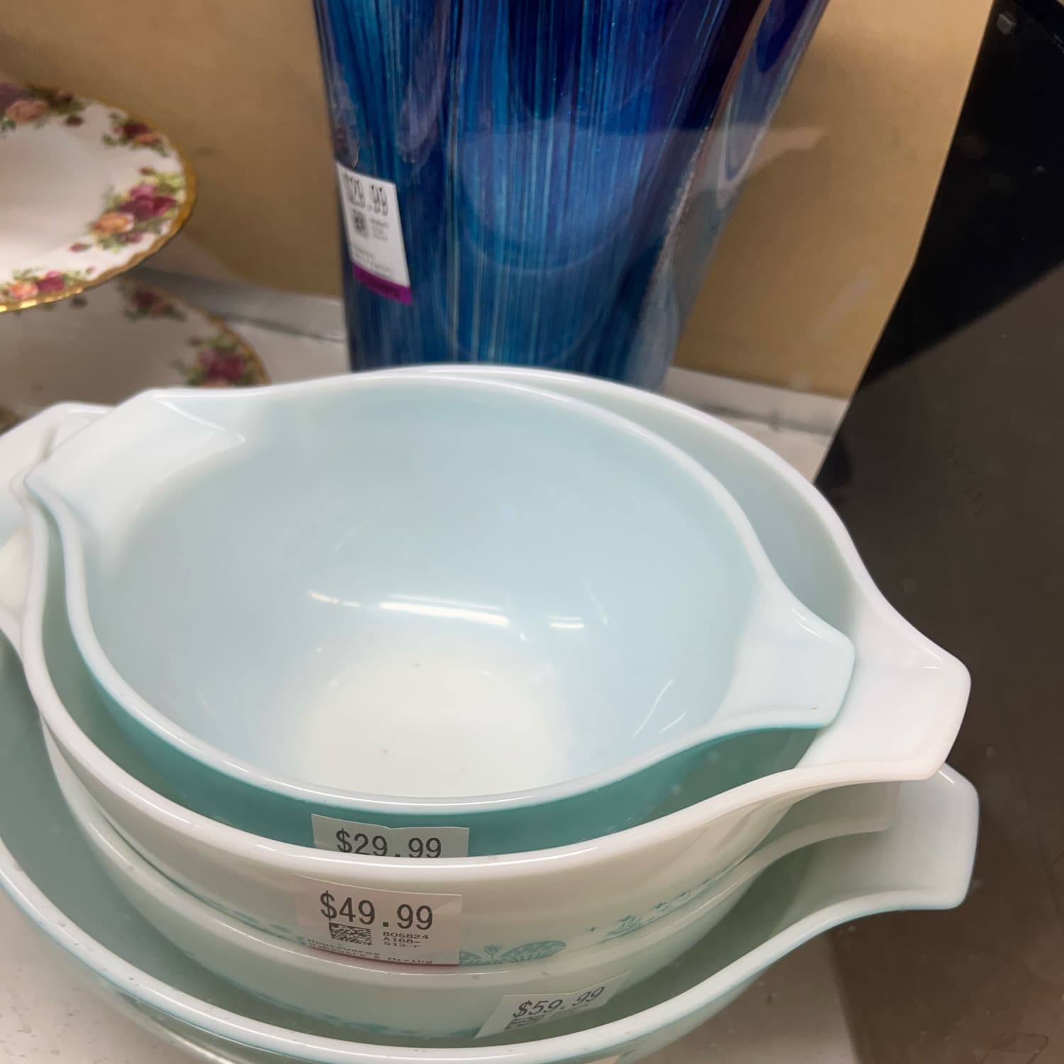 Vintage teal pyrex set outlet