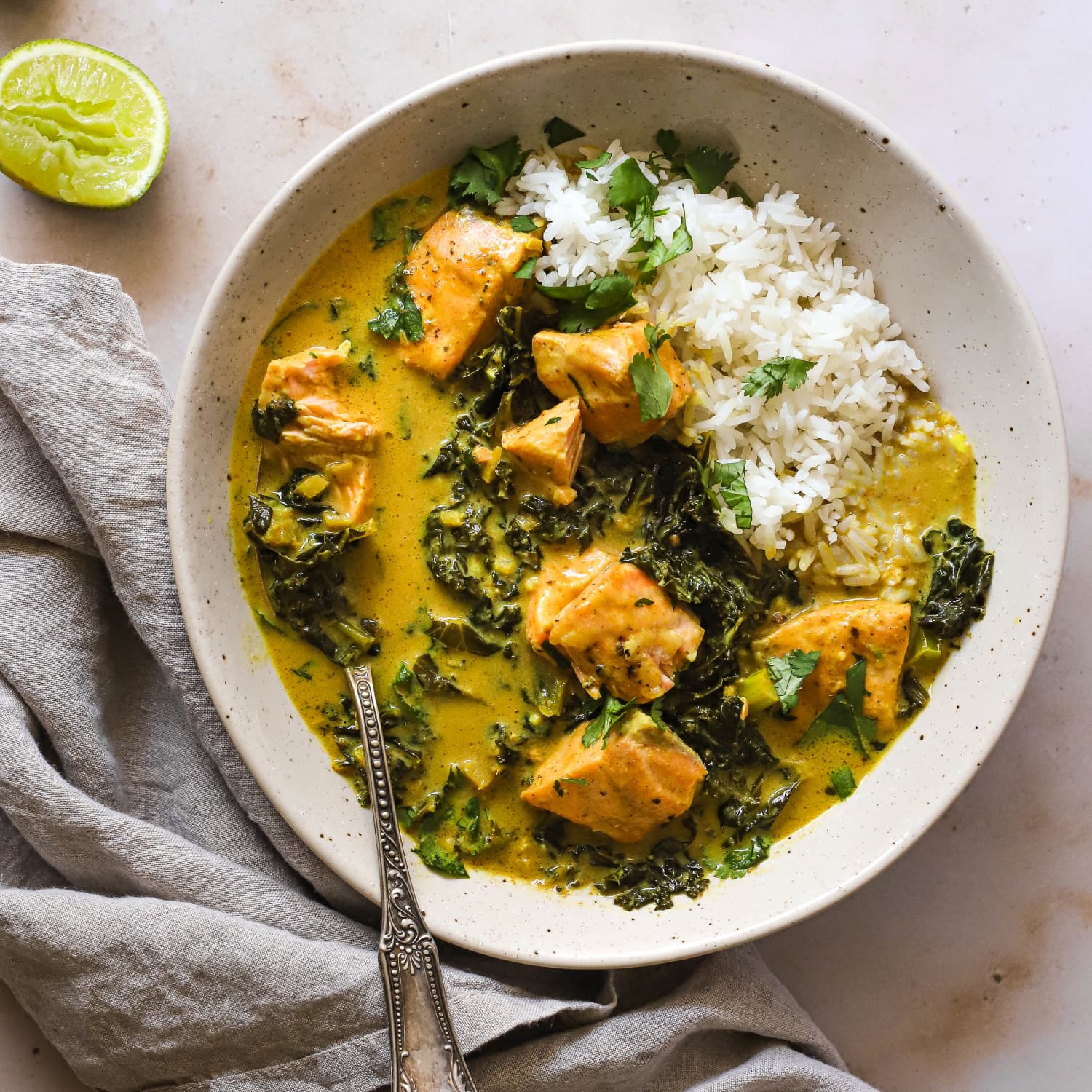 Kale and Salmon Coconut Curry