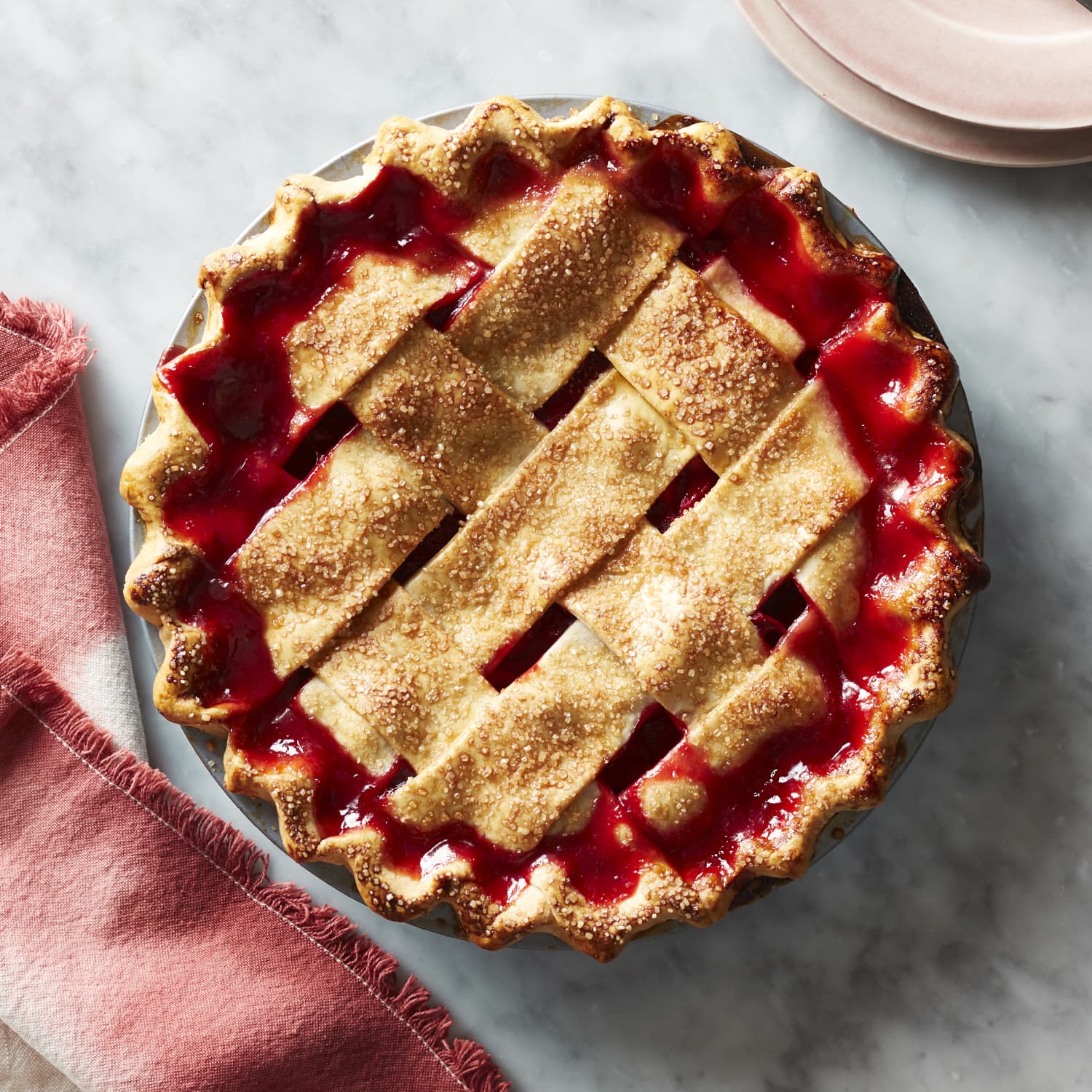 Strawberry rhubarb pie top
