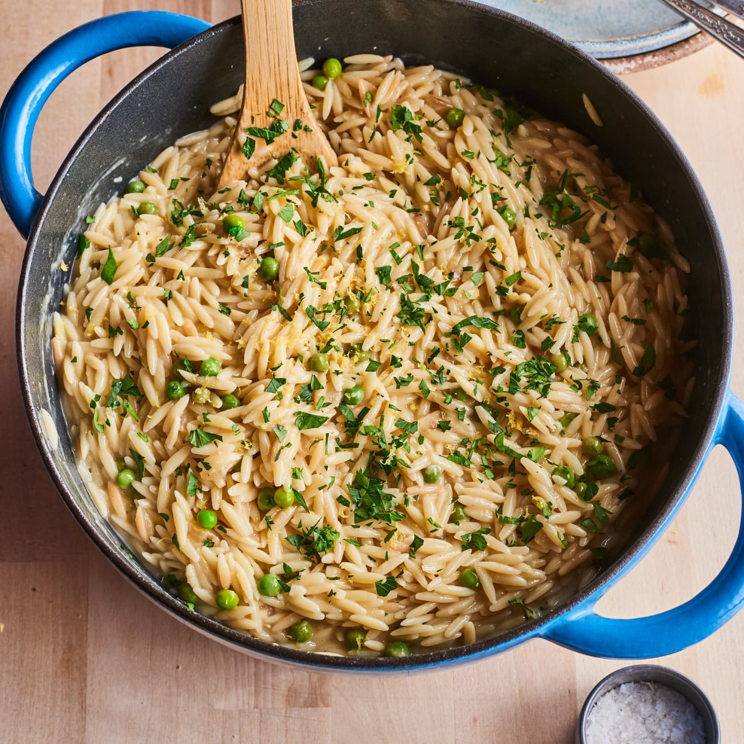 One Pot Orzo with Peas and Parmesan