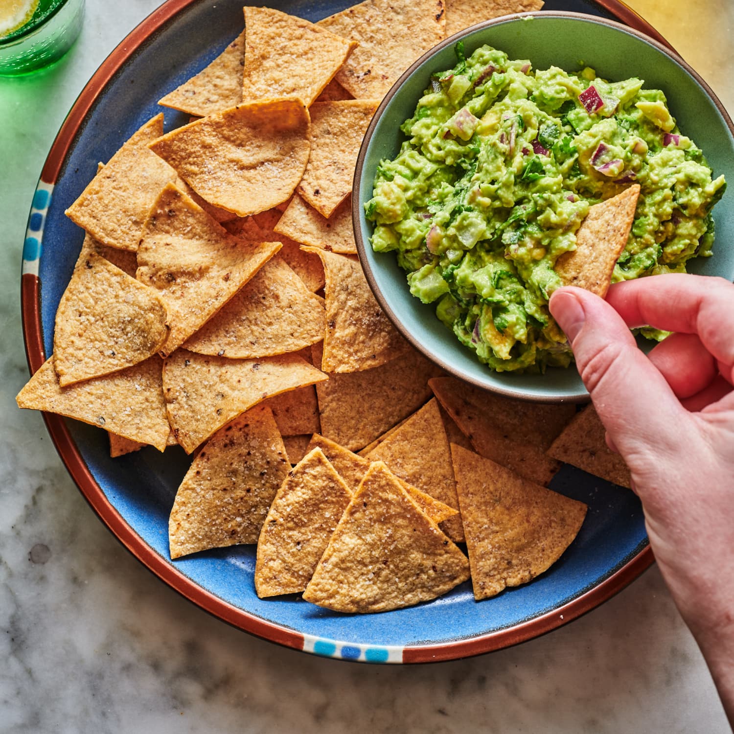 Air fryer flour tortilla chips top