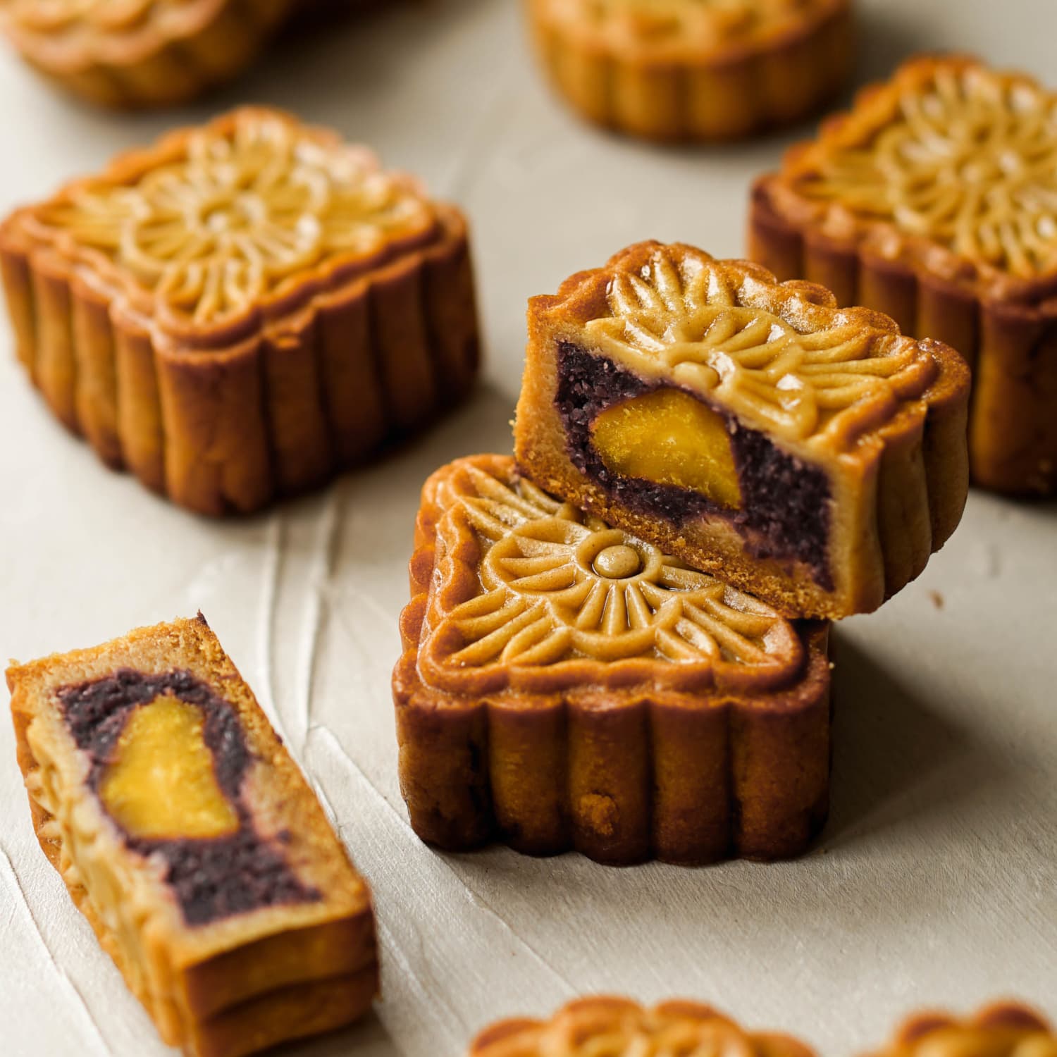 Red Bean Mooncakes with Salted Egg Yolk