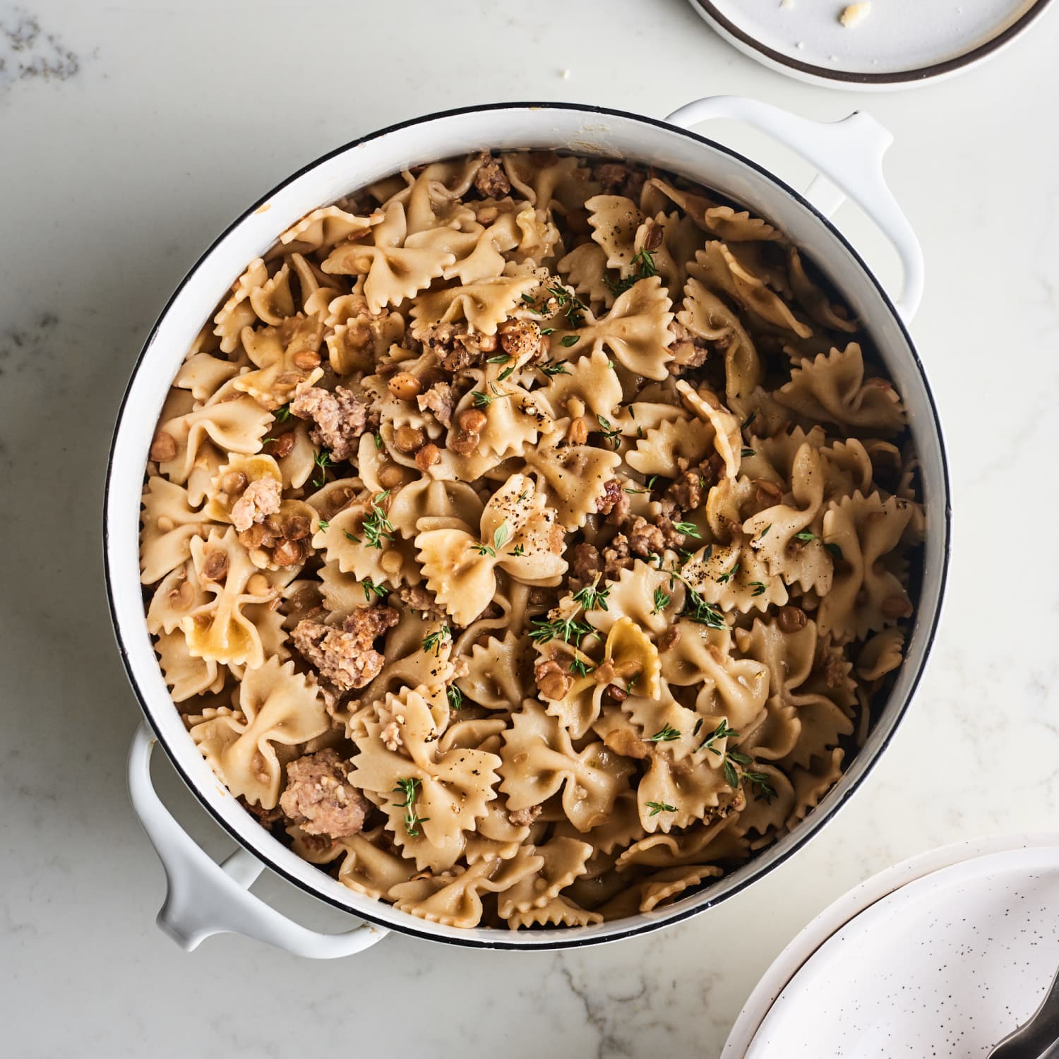 Sausage top and lentil