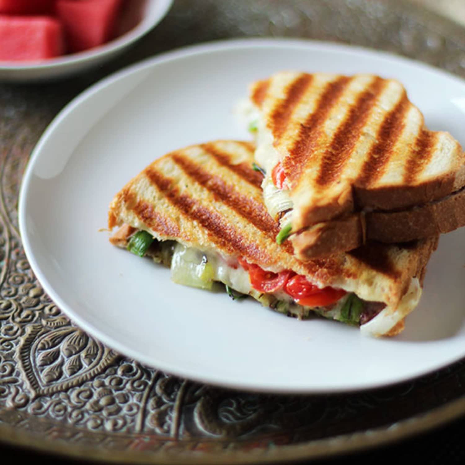 Recipe South African Cheese Grilled Onion Tomato Panini Braaibroodjie