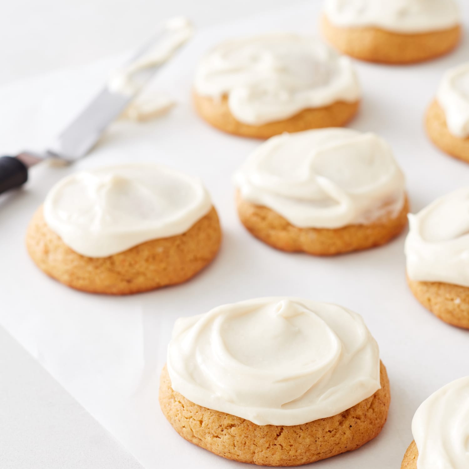 Pumpkin cookies with shop cream cheese frosting