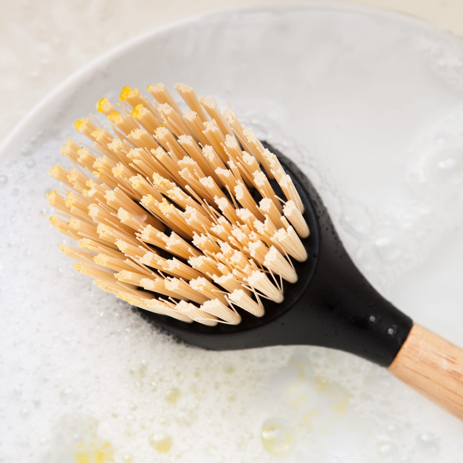 Brush for cleaning outlet dishes