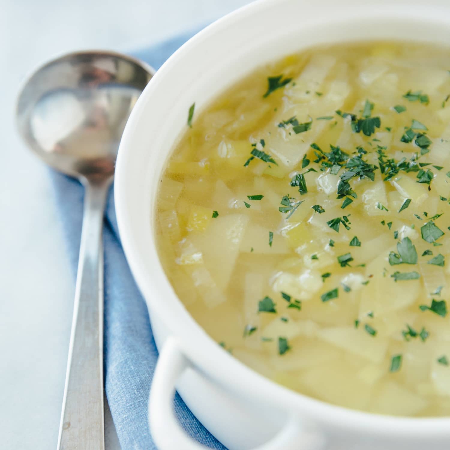 Recipe Jacques P pin s Rustic Leek and Potato Soup