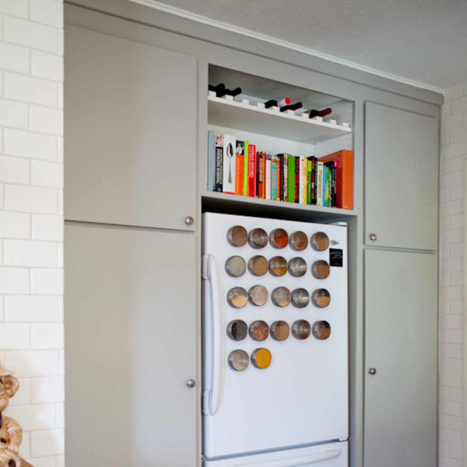 How to Organize Cabinets Above the Refrigerator - The Homes I Have