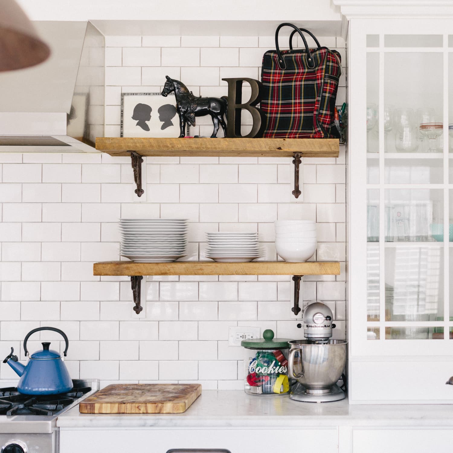 Open Kitchen Shelving and Backsplash Redo - Before and After Photos