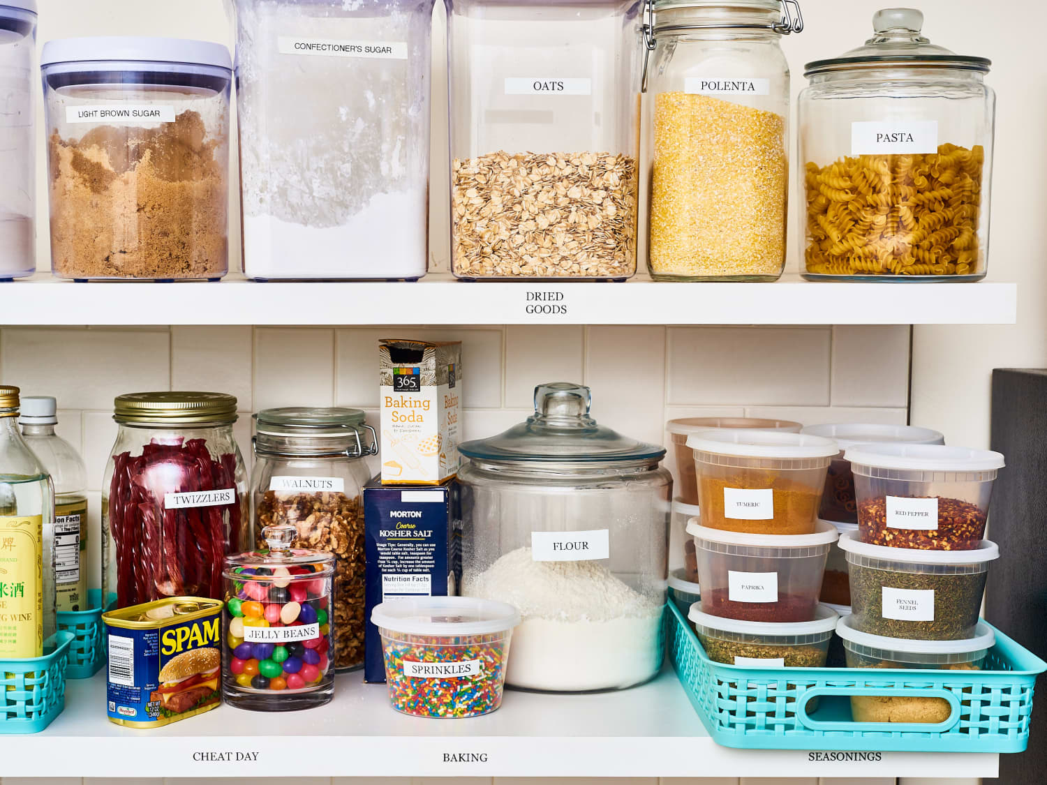 Rubbermaid Brilliance and Emily Henderson offer a clear pantry solution