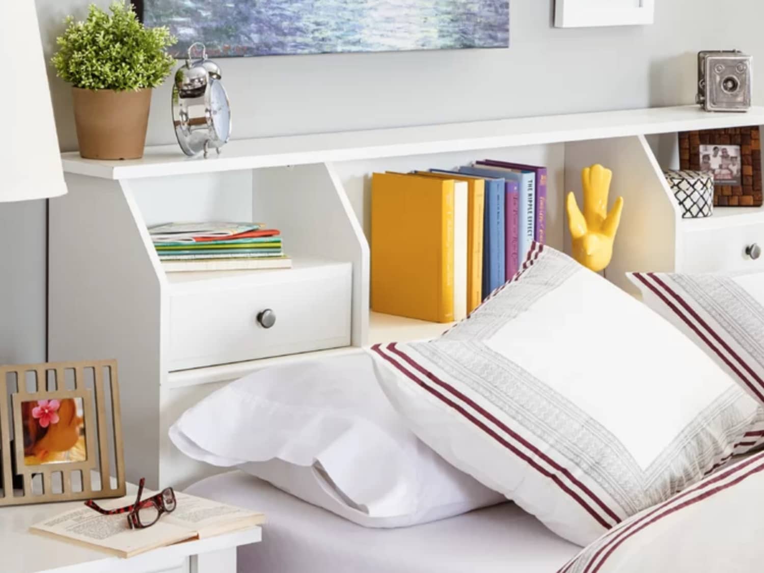 Bookcase Headboard Storage Ideas By Budget Apartment Therapy Instead of building a full blown headboard for your bed, create a mounted shelf instead. bookcase headboard storage ideas by