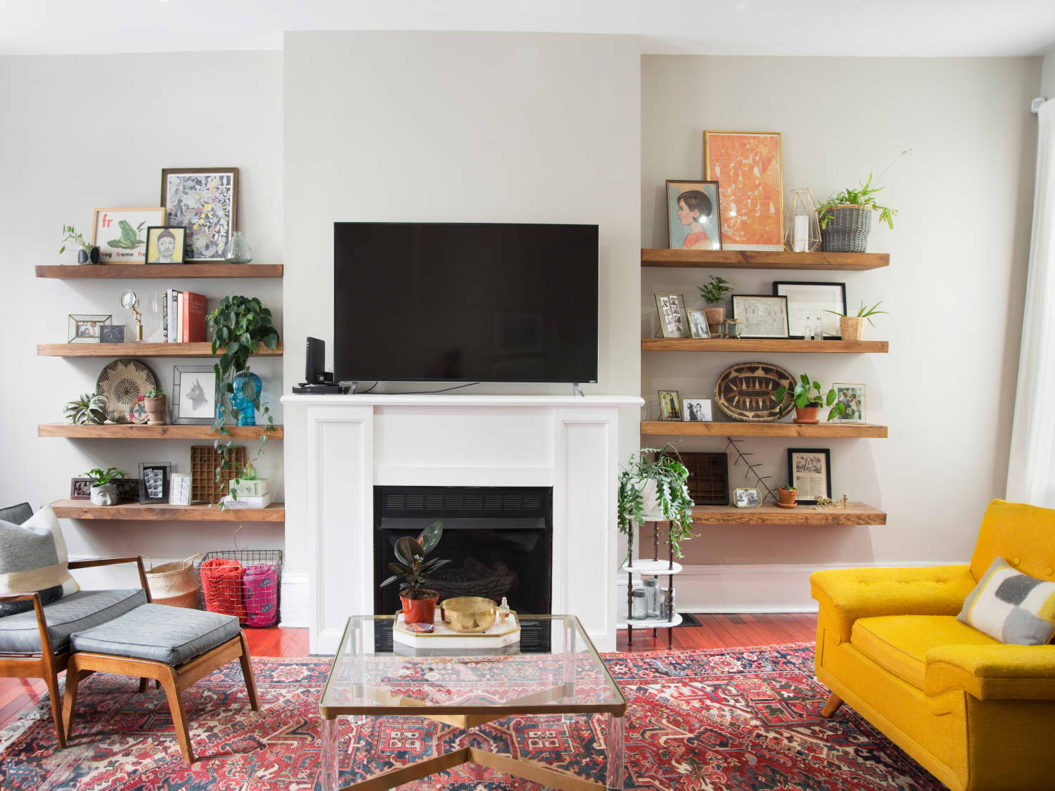 How To Decorate Floating Shelves Floating Shelf Ideas Apartment Therapy
