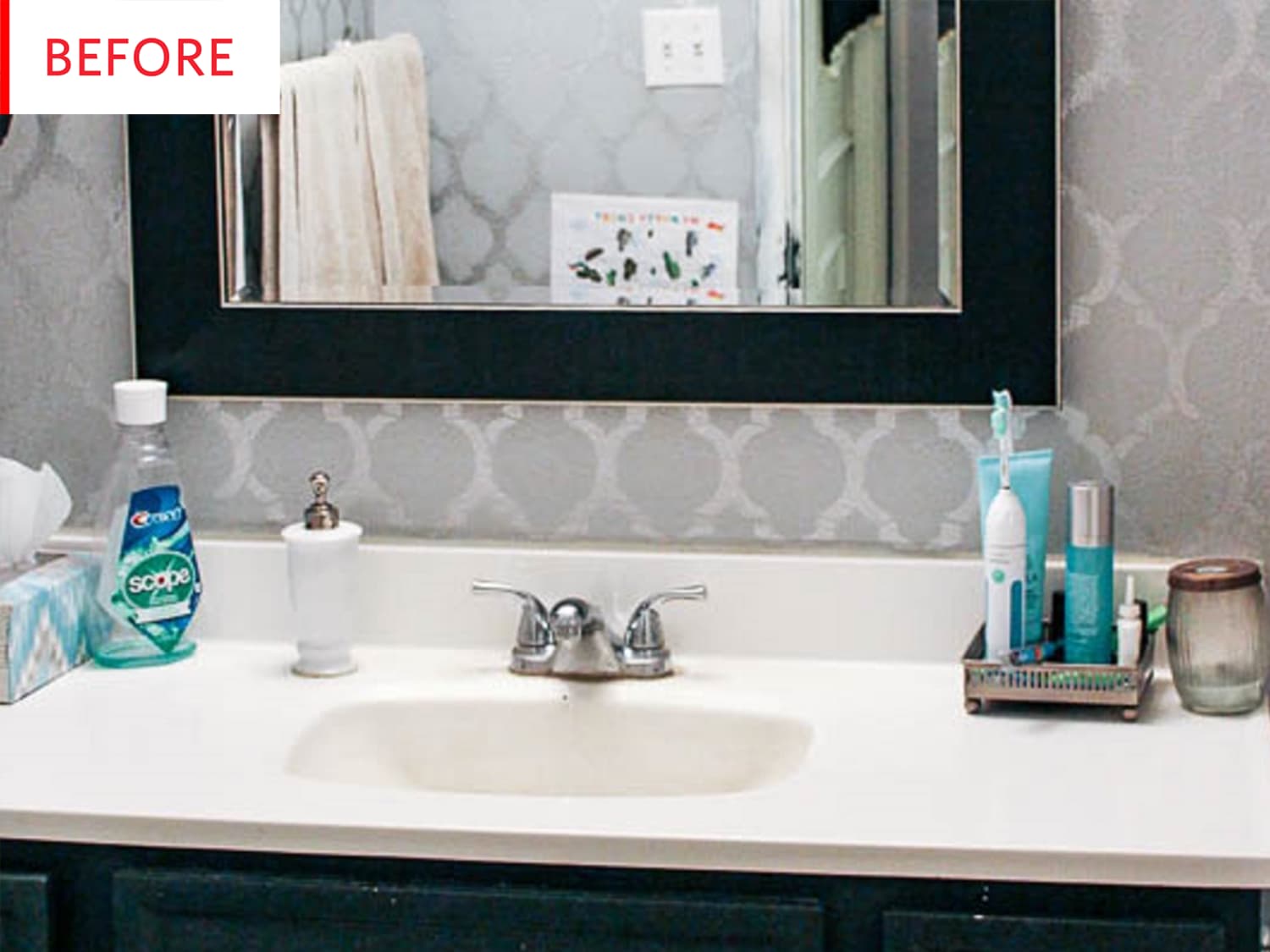 Before And After A Grey To Glam Bathroom Makeover Apartment Therapy
