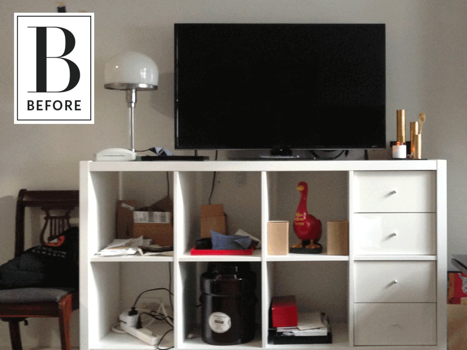 Before After An Ikea Bookcase Goes On An Epic Epoxy Adventure Apartment Therapy