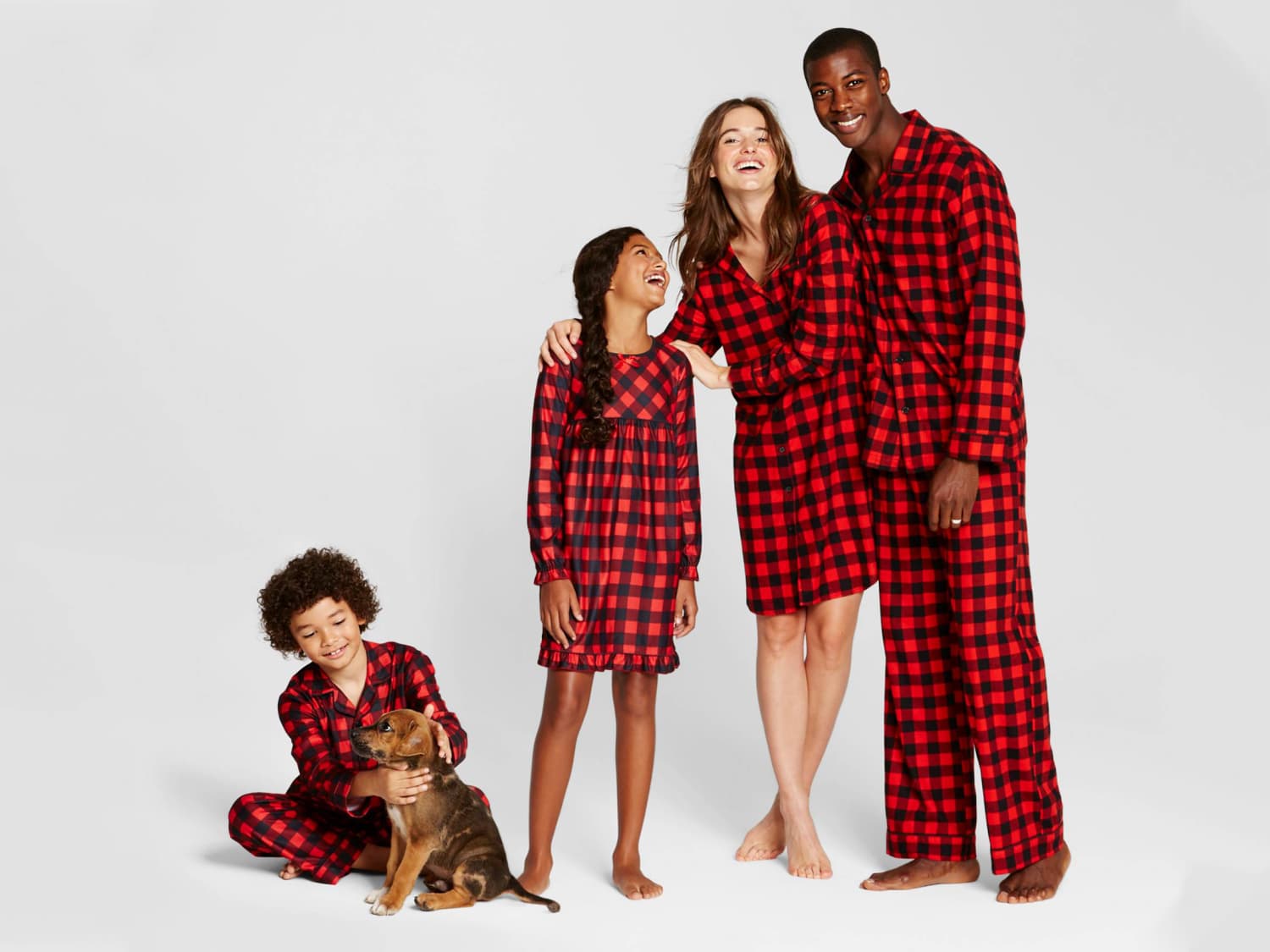 Dog Matching Family Christmas Buffalo Plaid Fleece Hooded Pajamas