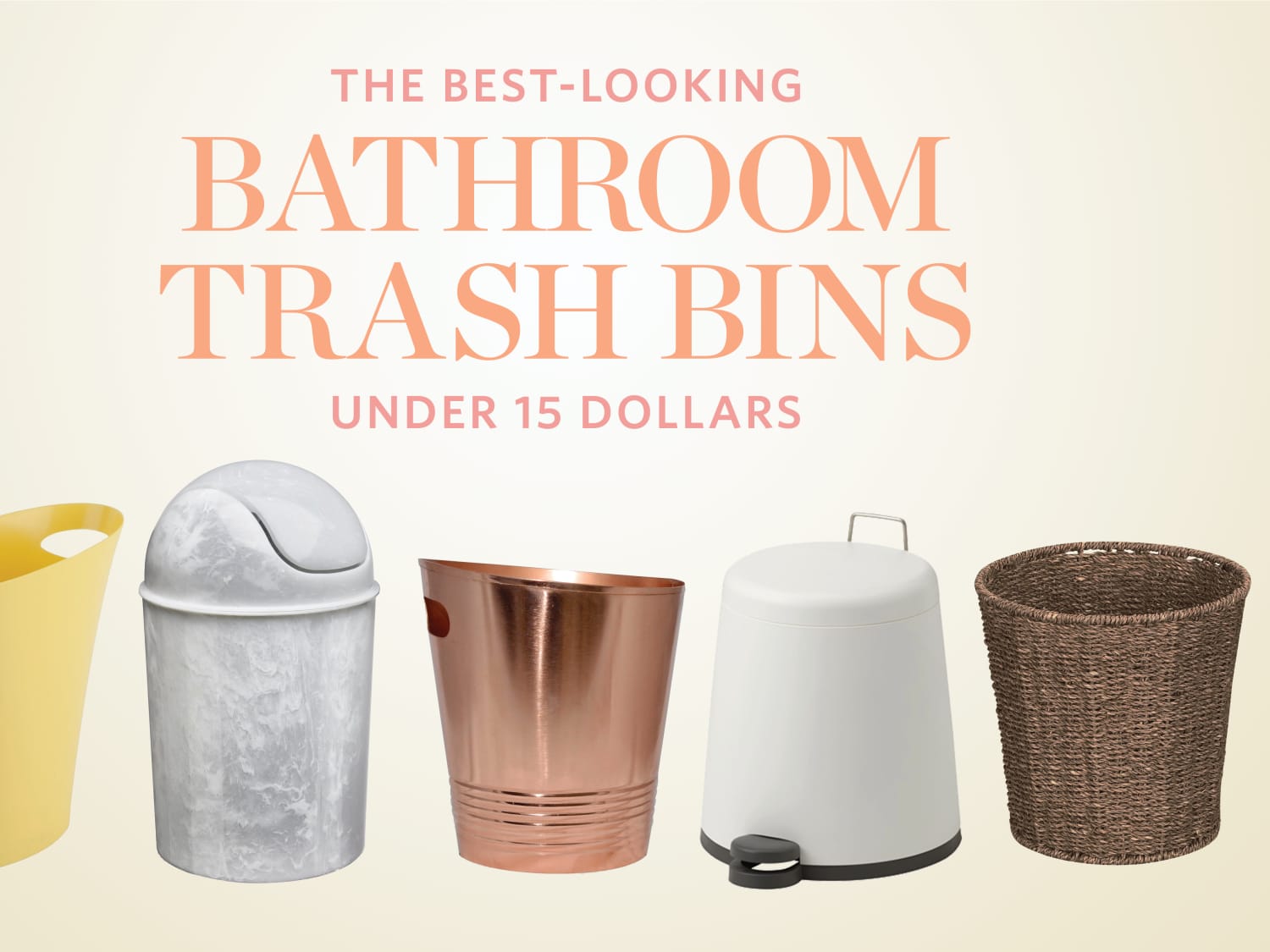 Garbage Can Toilet Trash Bin House Waste Basket Stylish Small Single Pack White 