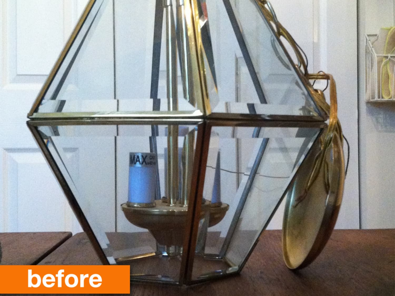 Before & After: An Outdated 80s Chandelier Turns into a Trendy, Geometric  Lamp | Apartment Therapy