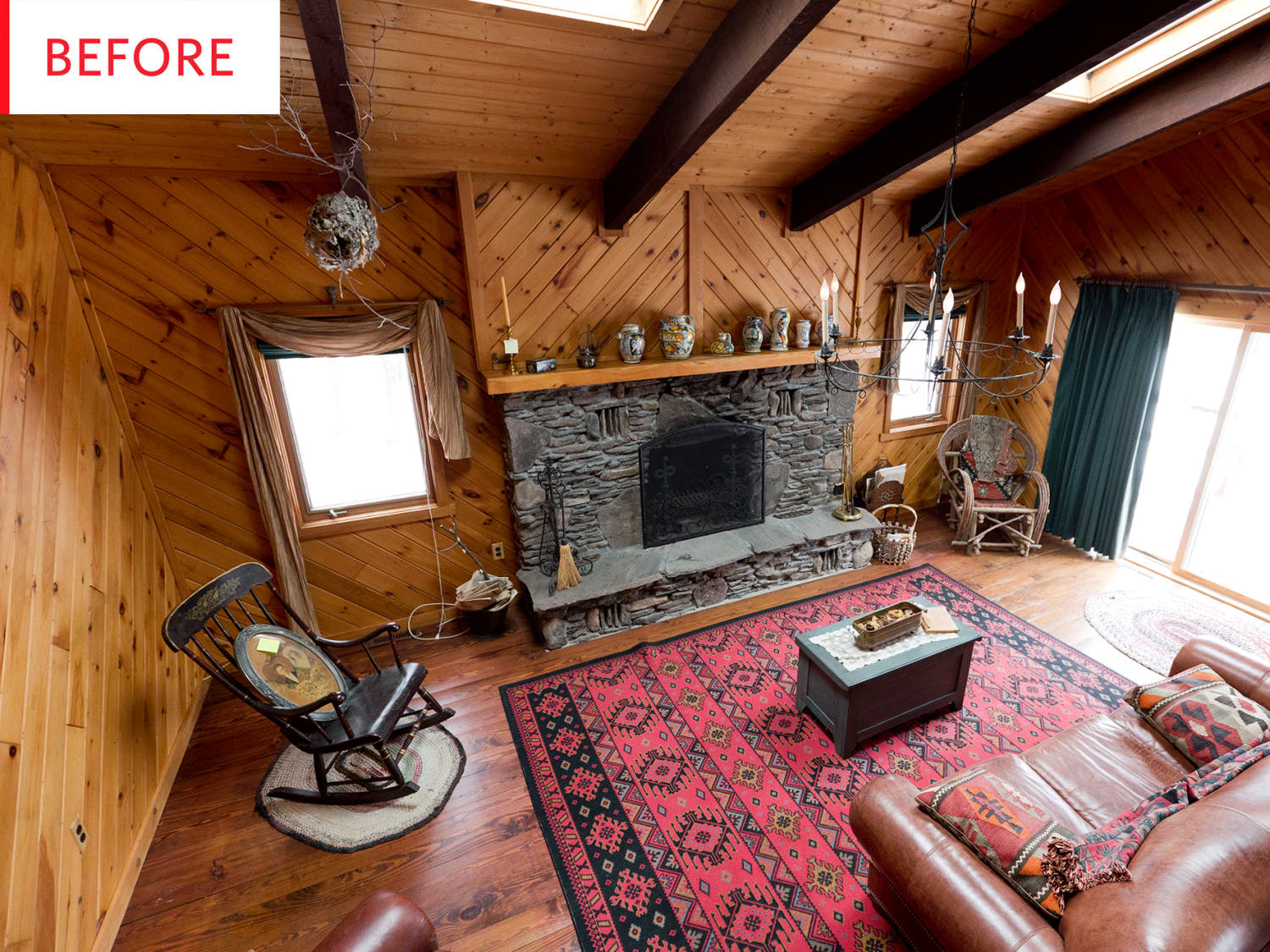 Before After Painted Wood Paneling In A Rustic Cabin