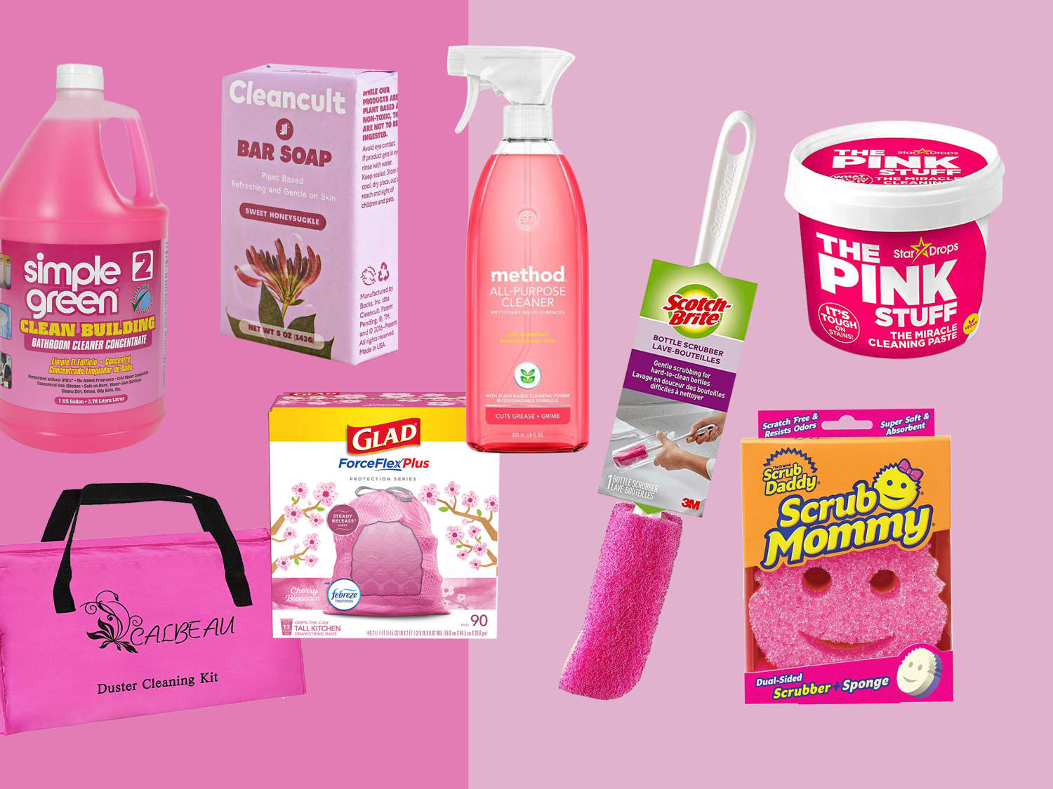 Floral Pink Cleaning Products Design