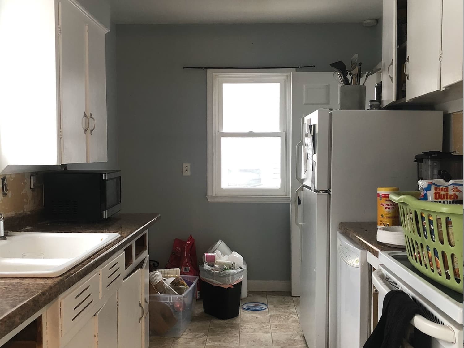 Black and White Galley Kitchen Redo image