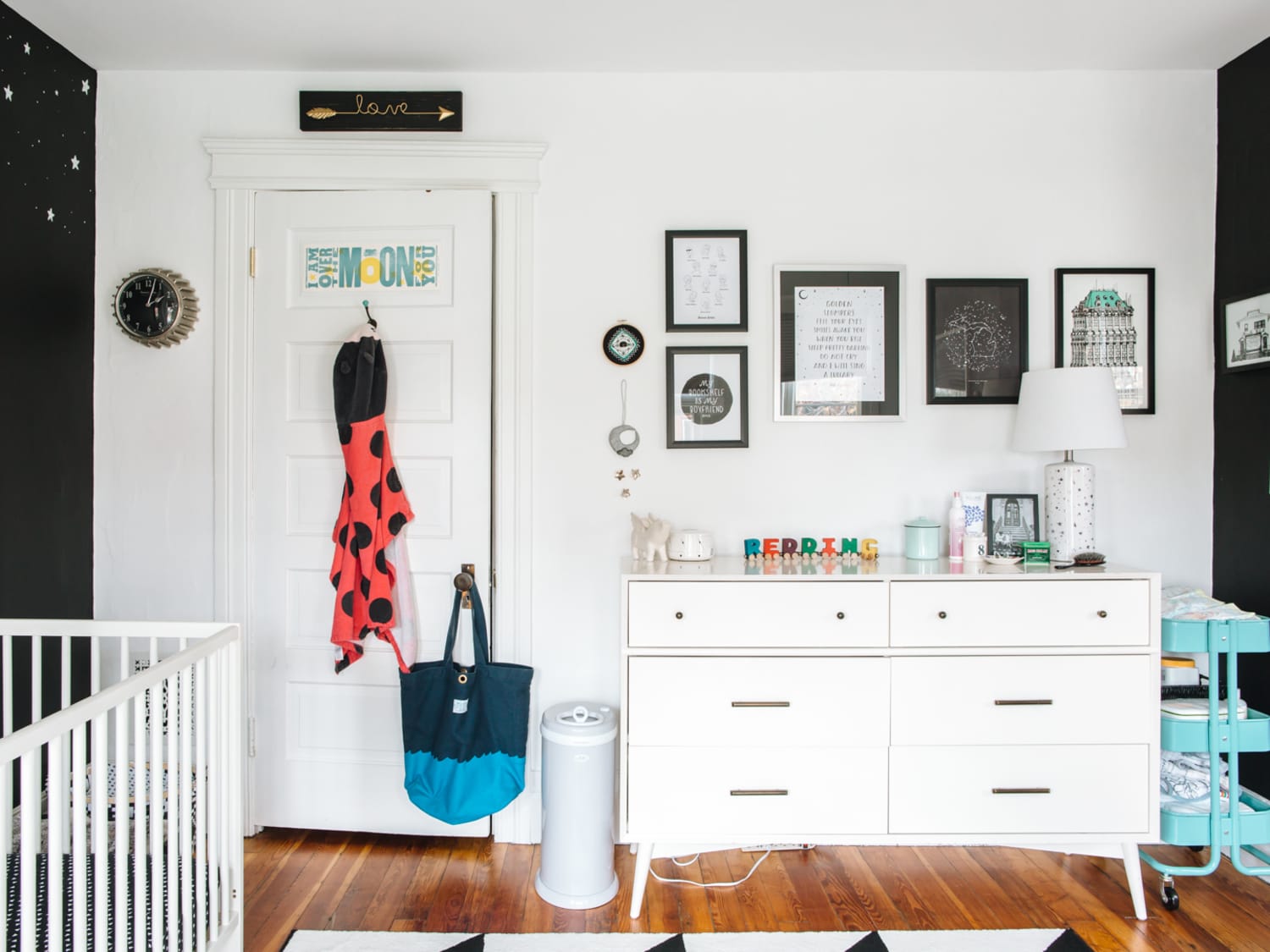 kids black dresser Dresser With Hanging Rack And 4 Drawers Black 44 Inch Tall — ShipItFurniture
