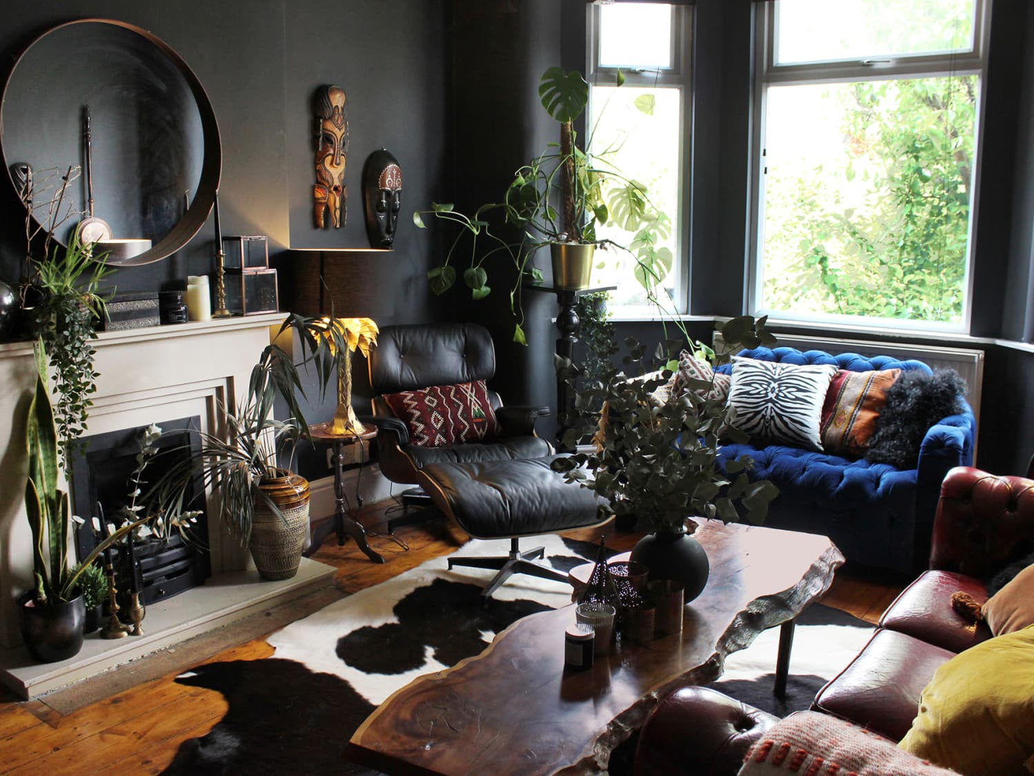 Dark and Moody Maximalist UK House Decorated on a Budget | Apartment Therapy