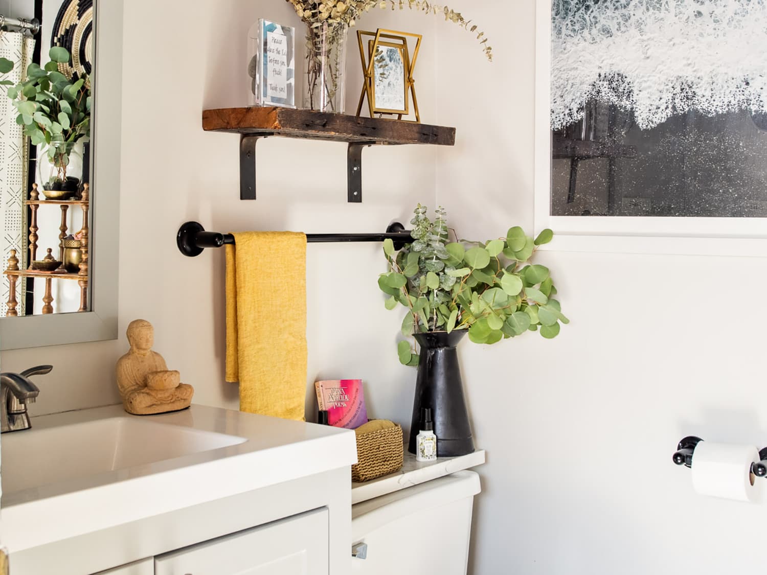 Farmhouse bathroom shelves-farmhouse bathroom wall decor-toilet paper  holder-floating shelves-bathroom floating shelves over toilet-wall