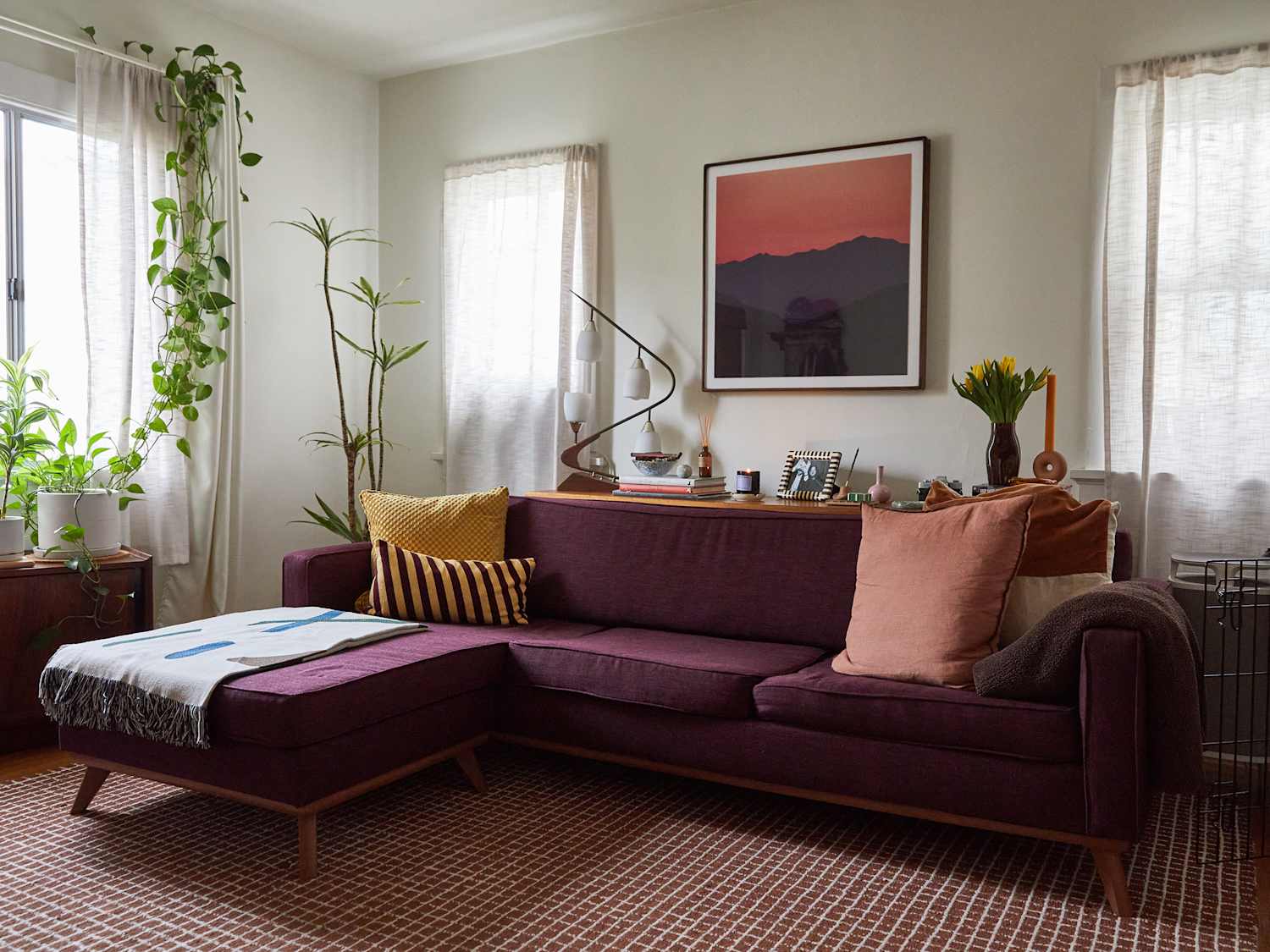 Tour a 1920s Los Feliz Bungalow With a Chic Purple Sofa 